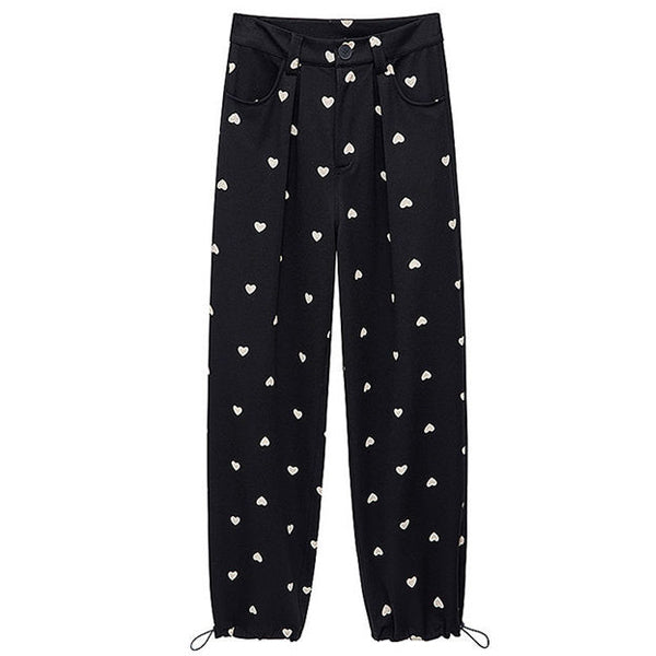 Heart Print Balloon Pants - Vedlit
