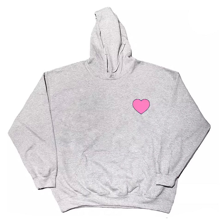 Heart Print Hoodie - Vedlit