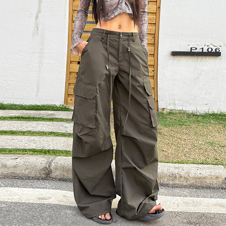 High Waist Wide Leg Cargo Pants with Pockets - Vedlit