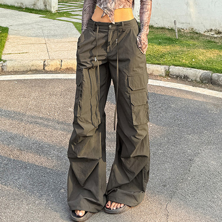 High Waist Wide Leg Cargo Pants with Pockets - Vedlit