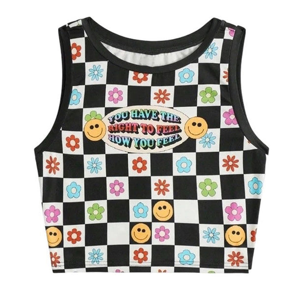 Indie Aesthetic Checker Top - Vedlit