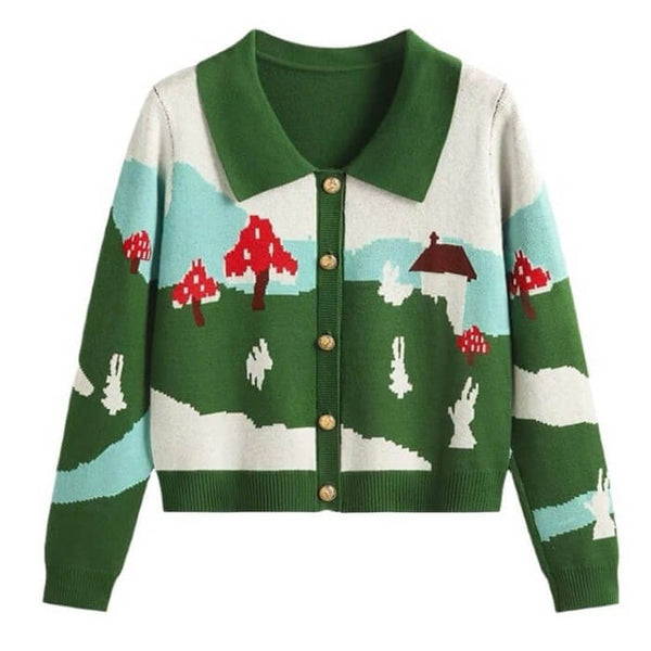 Indie Mushroom Collar Cardigan - Vedlit