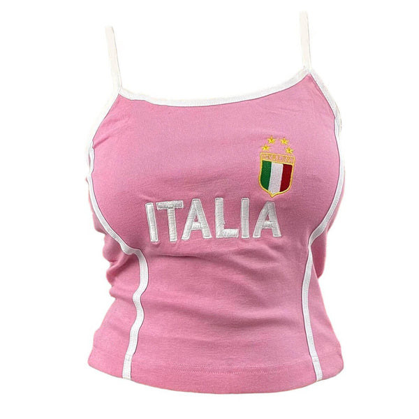 Italia Embroidery Y2K Tank Top - Vedlit
