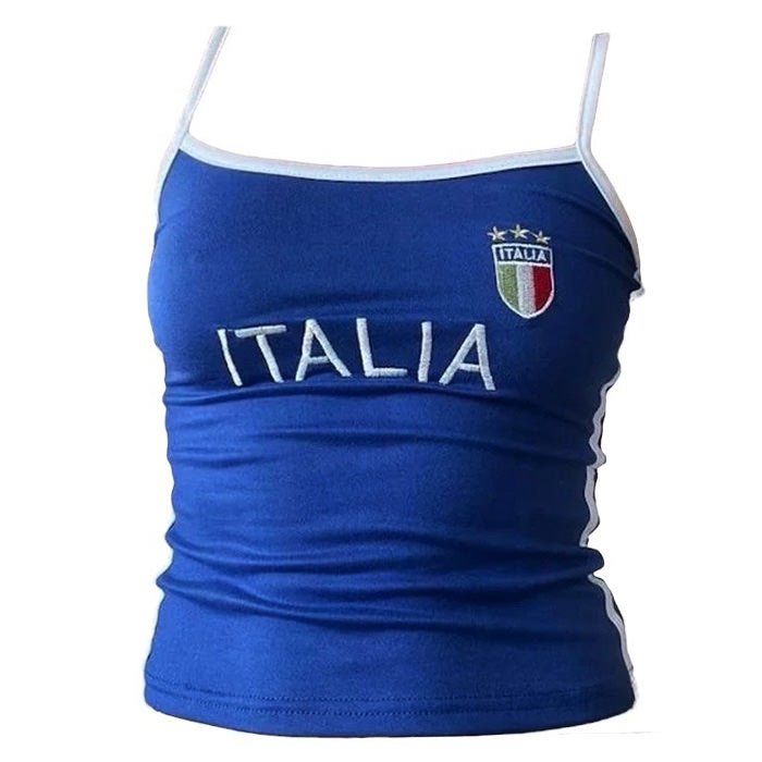 Italia Embroidery Y2K Tank Top - Vedlit
