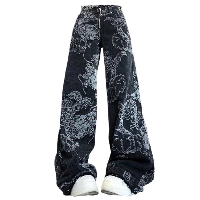 Japanese Dragon Aesthetic Jeans - Vedlit