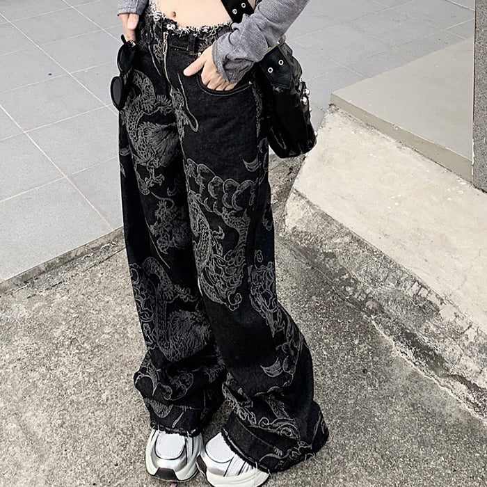 Japanese Dragon Aesthetic Jeans - Vedlit