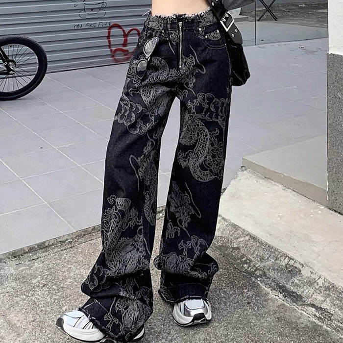Japanese Dragon Aesthetic Jeans - Vedlit