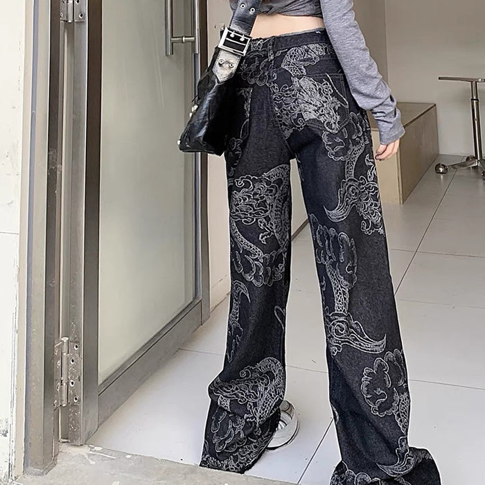 Japanese Dragon Aesthetic Jeans - Vedlit