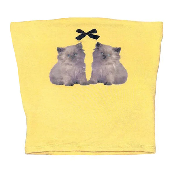 Coquette Kitten Y2K Tube Top - Vedlit