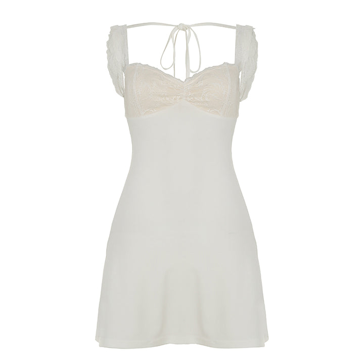 Lace Backless Bodycon Mini Dress with Sheer Cup Detail - Vedlit