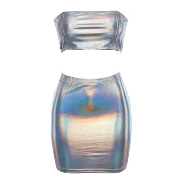 Holographic Top & Skirt Set - Vedlit