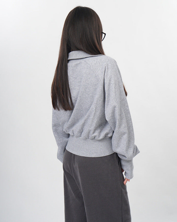 Front Pockets Grey Zip Up Sweatshirt - Vedlit