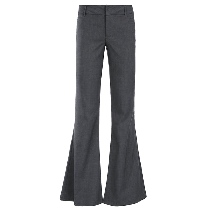 Low Rise Flared Dress Pants - Dark Gray Y2K Fit - Vedlit