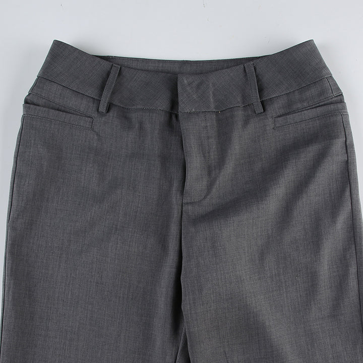 Low Rise Flared Dress Pants - Dark Gray Y2K Fit - Vedlit