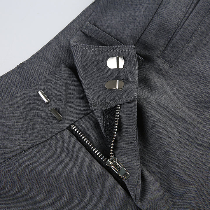 Low Rise Flared Dress Pants - Dark Gray Y2K Fit - Vedlit