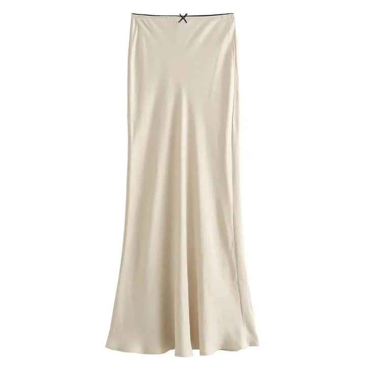 Low Waist Satin Maxi Skirt - Vedlit