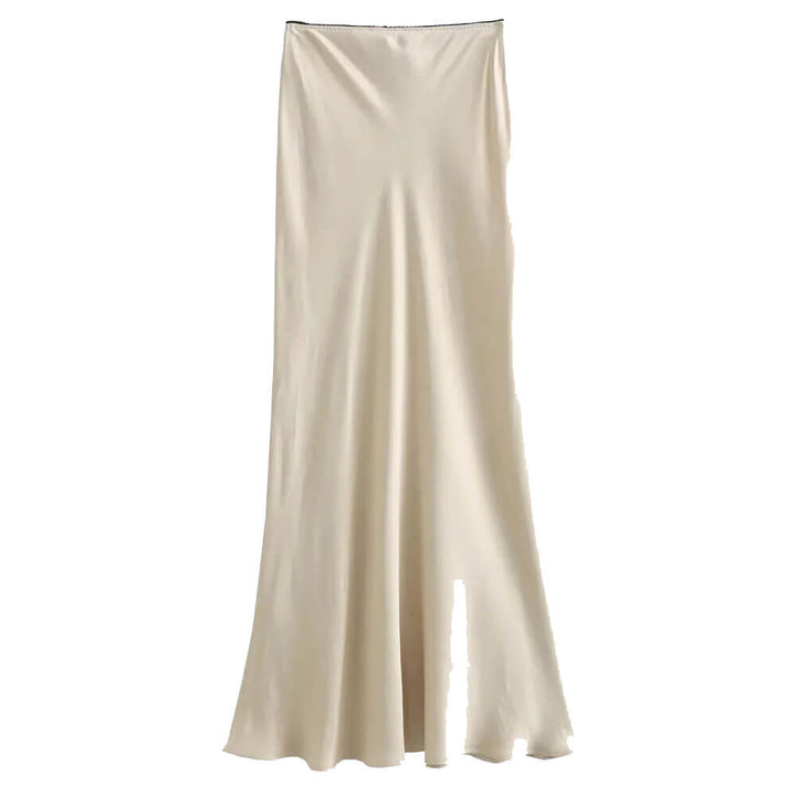 Low Waist Satin Maxi Skirt - Vedlit