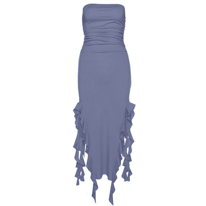 Pure Flirting Ruffle Split Dress - Vedlit