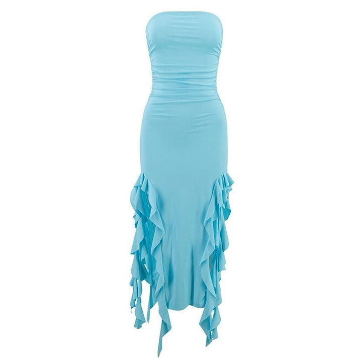 Pure Flirting Ruffle Split Dress - Vedlit
