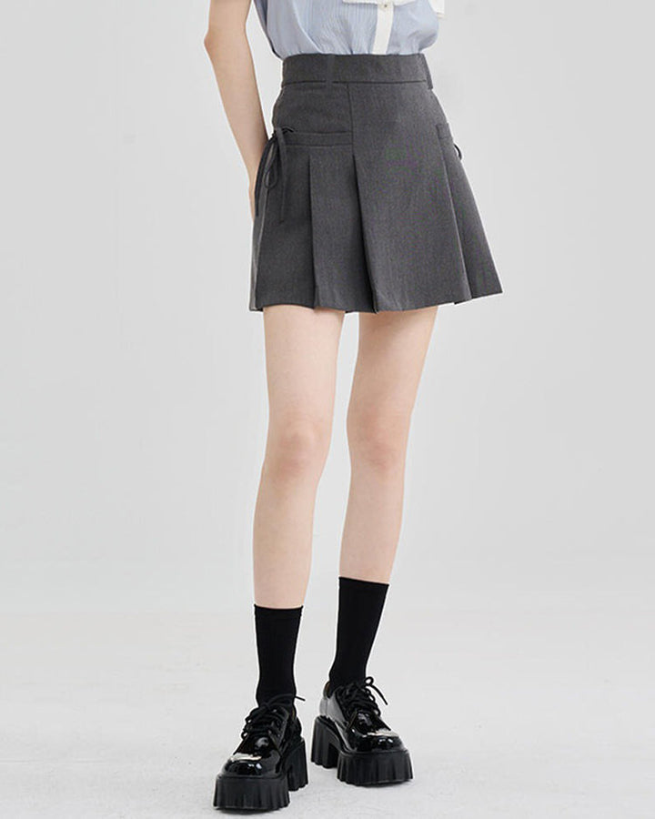 Aesthetic Outfit Grey Mini Skirt - Vedlit