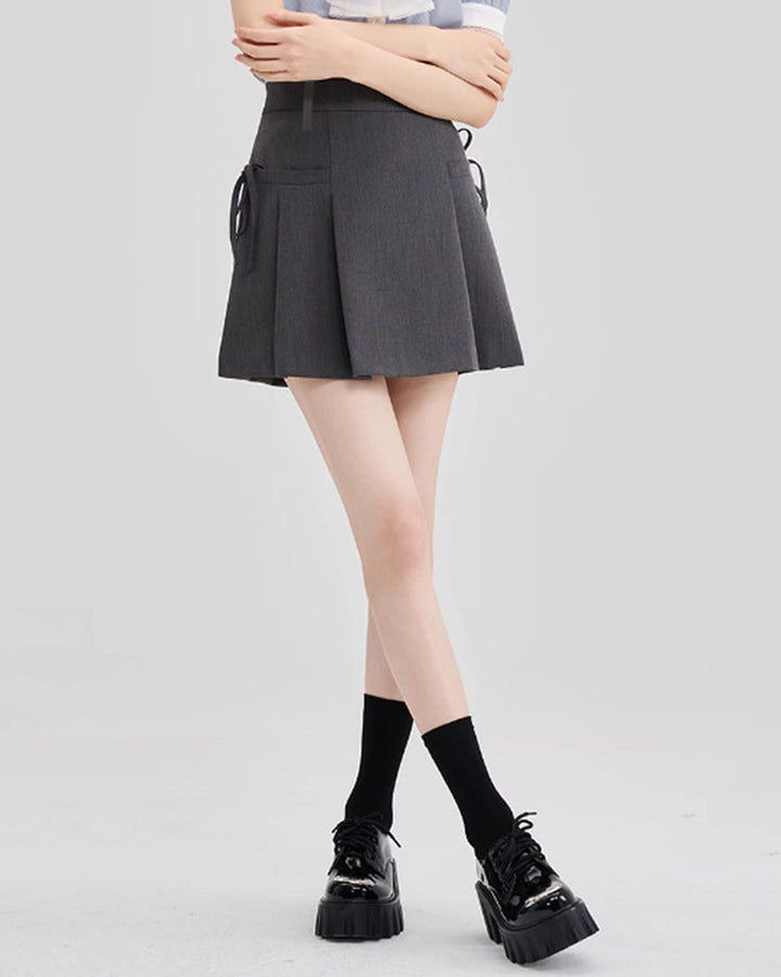 Aesthetic Outfit Grey Mini Skirt - Vedlit