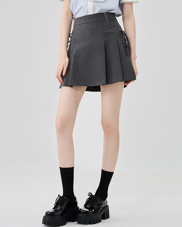 Aesthetic Outfit Grey Mini Skirt - Vedlit