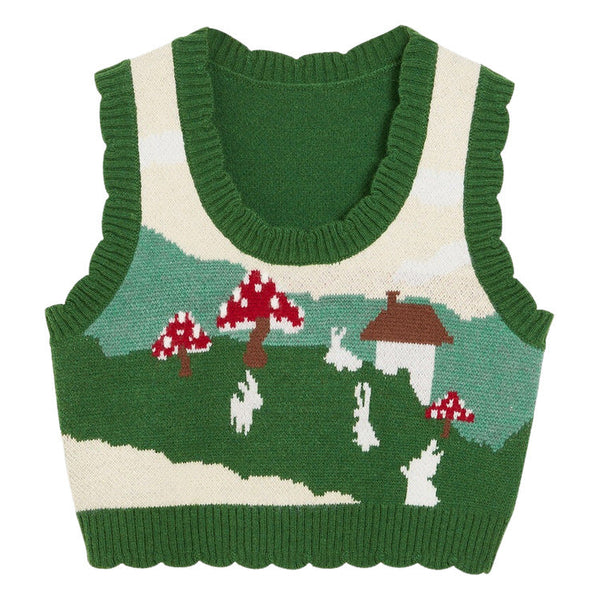 Mushroom Aesthetic Knit Vest - Vedlit