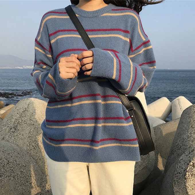 New Student Striped Sweater - Vedlit