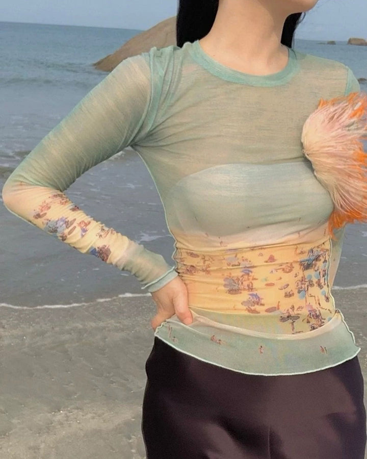 Ocean Beach Print Top - Vedlit