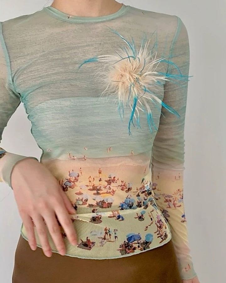 Ocean Beach Print Top - Vedlit