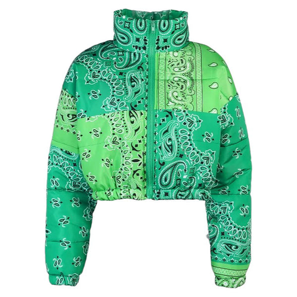 Paisley Patchwork Puffer Jacket - Vedlit
