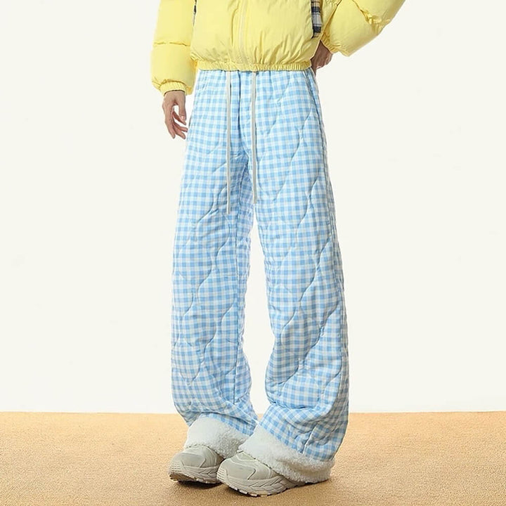 Pastel Checkered Puffer Pants - Vedlit