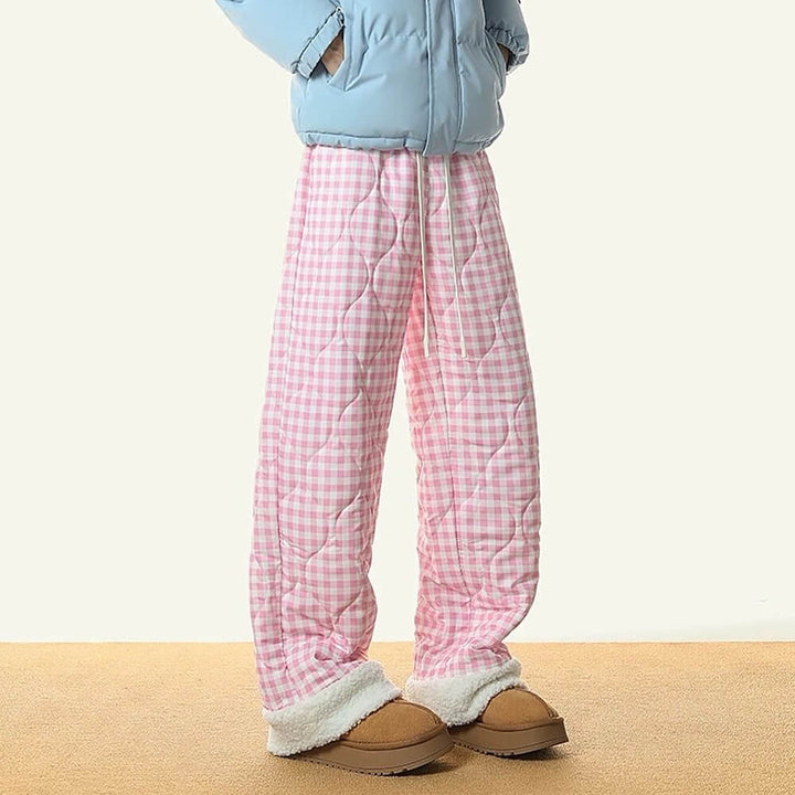 Pastel Checkered Puffer Pants - Vedlit