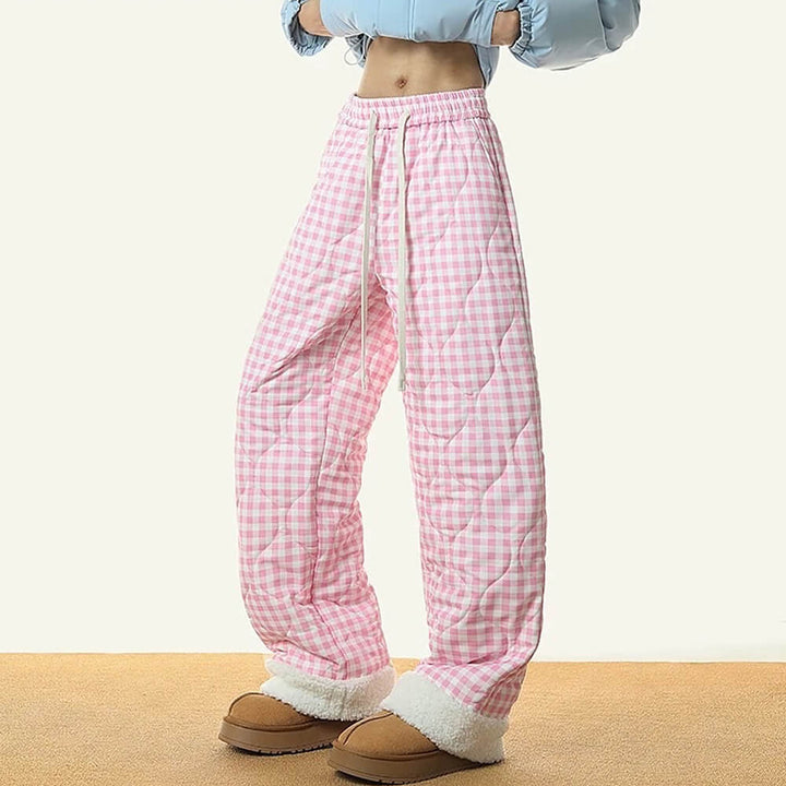 Pastel Checkered Puffer Pants - Vedlit