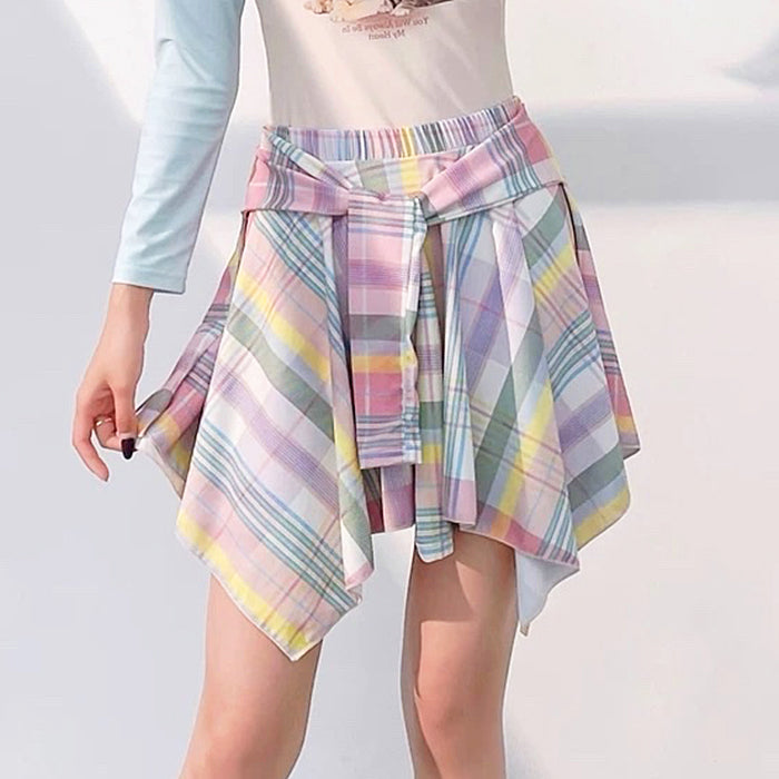 Secret Crush Pastel Plaid Skirt - Vedlit