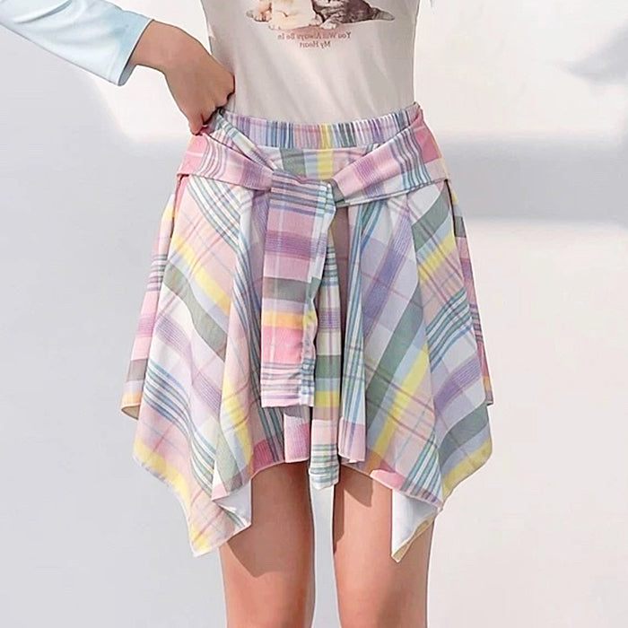 Secret Crush Pastel Plaid Skirt - Vedlit