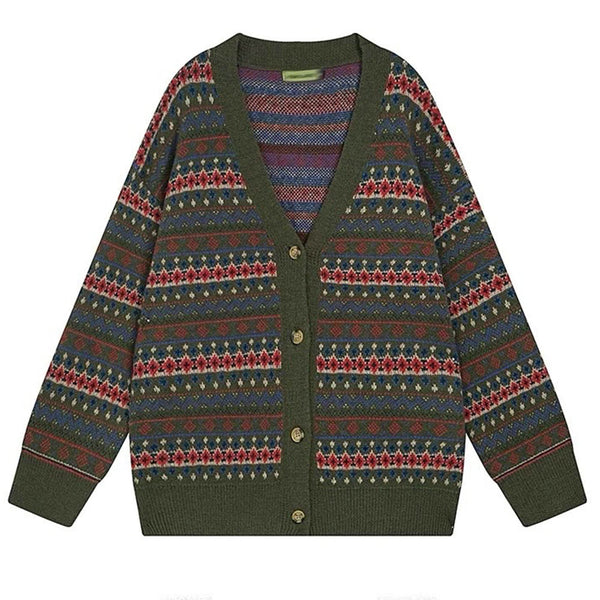 Patterned Knit Oversized Cardigan - Vedlit
