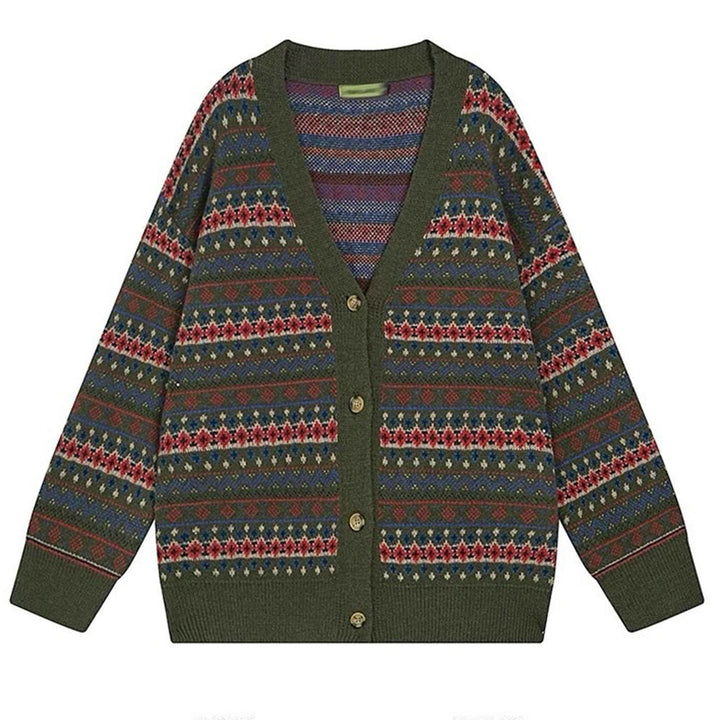 Patterned Knit Oversized Cardigan - Vedlit