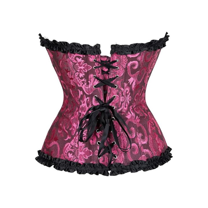 Persian Pink Gothic Ruffle Trim Hourglass Overbust Corset - Vedlit