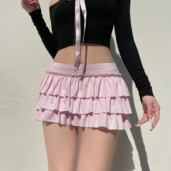 Pink Coquette Tiered Mini Skirt - Vedlit