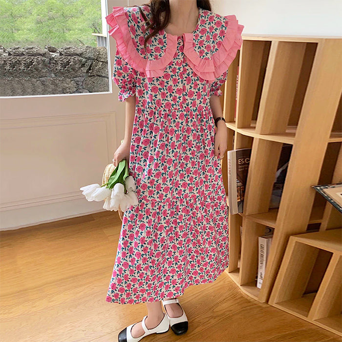 Secret Garden Collar Floral Dress - Vedlit