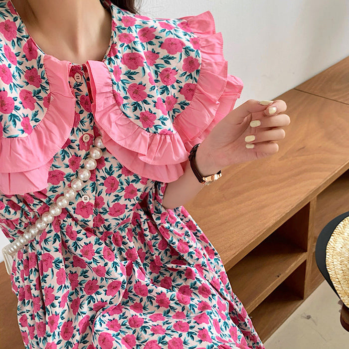 Secret Garden Collar Floral Dress - Vedlit