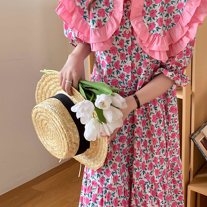Secret Garden Collar Floral Dress - Vedlit