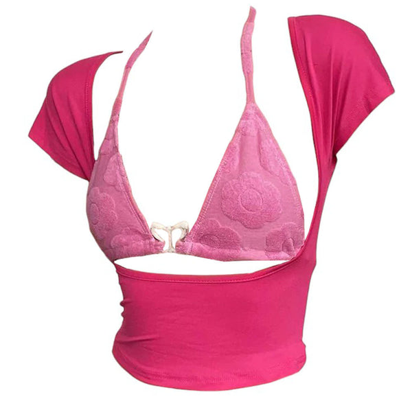 Butterfly Bikini Top with Short Sleeve Tee - Vedlit