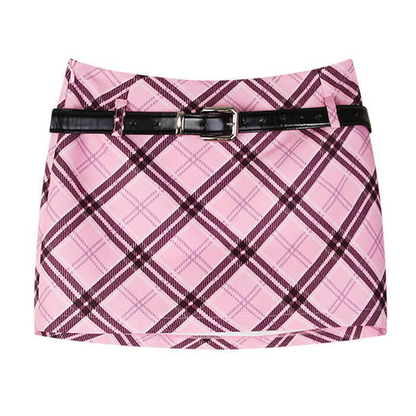Preppy Aesthetic Pink Skirt - Vedlit