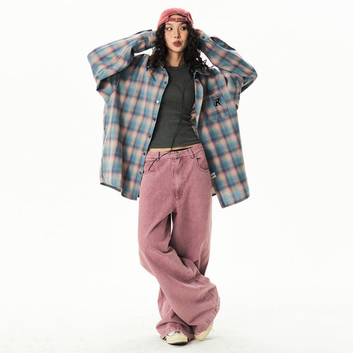 Dust Pink Skater Girl Loose Jeans - Vedlit