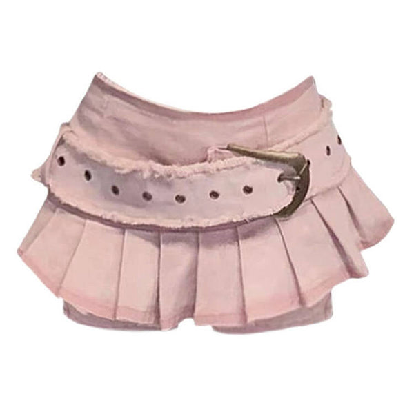Y2K Aesthetic Pink Micro Skort - Vedlit