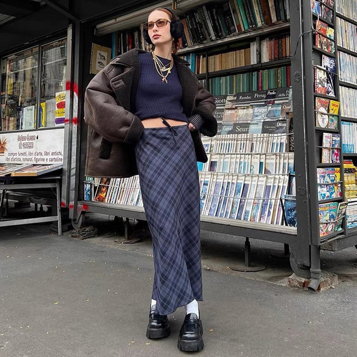 Less Conversation Plaid Maxi Skirt - Vedlit