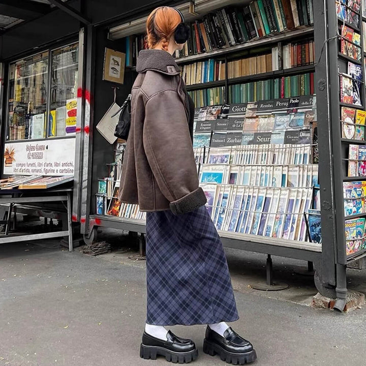 Less Conversation Plaid Maxi Skirt - Vedlit