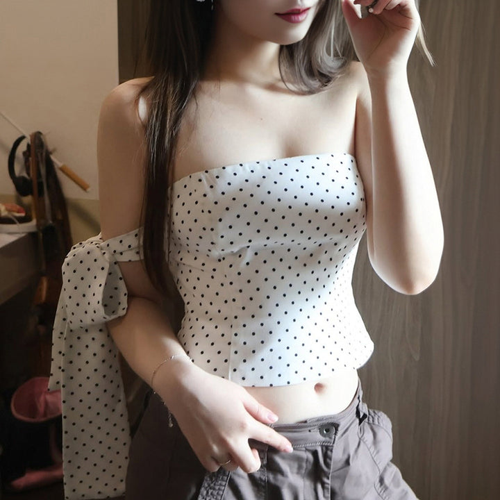 Polka Dot Convertible Scarf Tie Tube Top - Elegant Chic - Vedlit